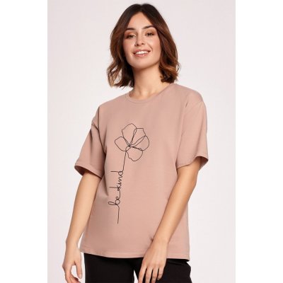 B187 T-shirt With Flower Print mocca