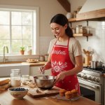 Forbyt kuchyňská zástěra FOLK podklad červený 64x76cm – Zboží Dáma