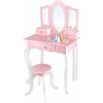 Kinderplay dřevěný toaletní stolek s nálepkami a tetováním růžový – Zboží Mobilmania