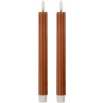 Clayre & Eef Set 2ks hnědá úzká svíčka s vroubkováním Led Candle - Ø 2*25 cm / 2*AAA – Hledejceny.cz