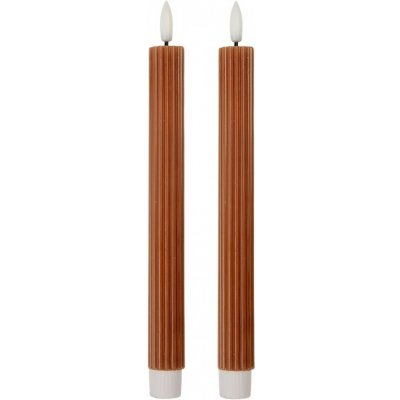 Clayre & Eef Set 2ks hnědá úzká svíčka s vroubkováním Led Candle - Ø 2*25 cm / 2*AAA – Hledejceny.cz