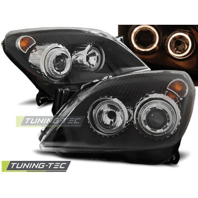 PŘEDNÍ SVĚTLOMETY, SVĚTLA, LAMPY OPEL ASTRA H, 2004-2009, ANGEL EYES, ČERNÉ BLACK | Zboží Auto