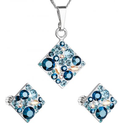 Pavona Sada šperků s krystaly Swarovski náušnice a přívěsek modrý kosočtverec 39126.3 aqua – Zboží Dáma