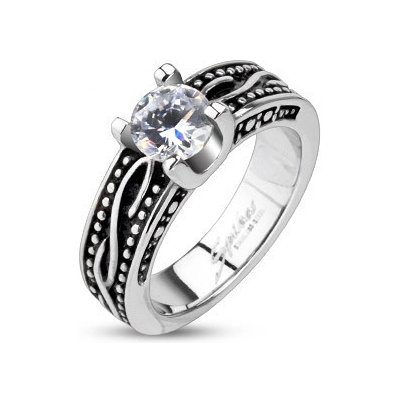 Šperky eshop Patinovaný prsten se zirkonem K15.12