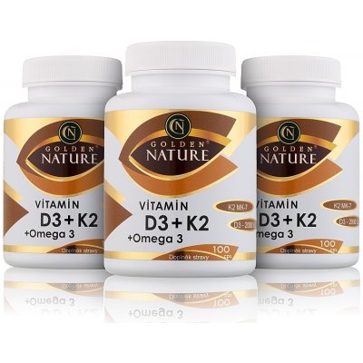 Golden Nature Vitamin D3 2000 I.U.+K2 MK-7+Omega 3 300 kapslí – Zboží Mobilmania