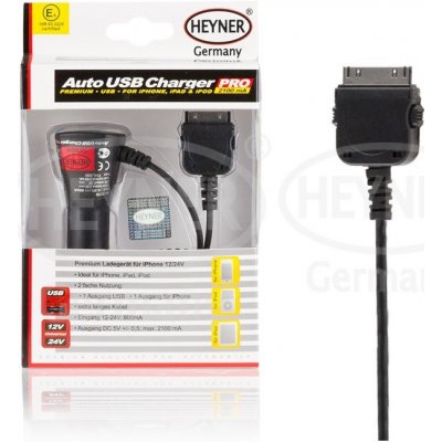 Heyner Nabíječka do auta pro iPhone 1-4, iPad 3, iPod 12/24V - Auto USB Charger PRO - Germany – Hledejceny.cz