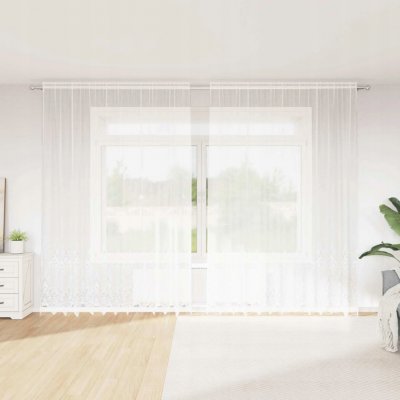 Čipkový Závěs se záclonami Bílá 300 x 300 cm Polyester – Hledejceny.cz