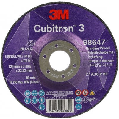 3M Cubitron Brusný a řezný kotouč 125 x 7 x 22,23 mm 98647 – Zboží Mobilmania