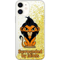 Pouzdro AppleMix DISNEY Apple iPhone 12 mini - Lví král - pohyblivé třpytky - Scar - plastové - čiré