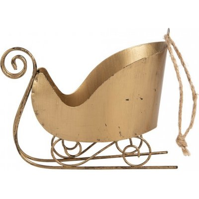 Clayre & Eef Zlatá antik vánoční ozdoba retro kovové sáně - 14*7*12 cm - Clayre & Eef – Hledejceny.cz