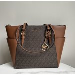 Michael Kors dámská kožená kabelka Charlotte logová hnědá – Zboží Dáma