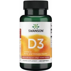 Swanson Vitamin D3 5000 IU Vyšší účinnost 250 softgel kapslí