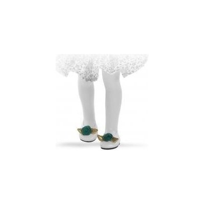 Paola Reina Boty pro panenky 32 cm Nízké bílé se zelenou květinou – Zboží Mobilmania