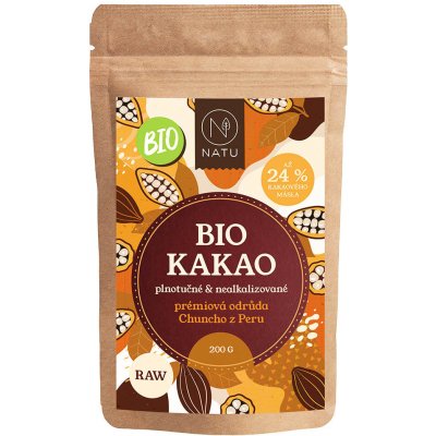 Natu Kakao plnotučné Bio Raw Peru 200 g – Zbozi.Blesk.cz