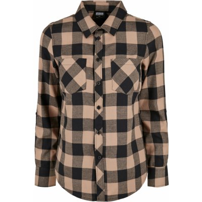Ladies Turnup Checked Flanell shirt black/softtaupe – Zboží Dáma