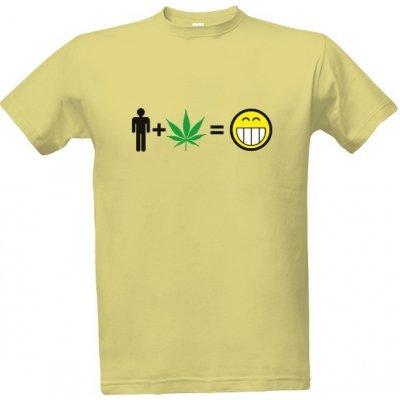 Tričko s potiskem Muž a cannabis smajlík pánské Písková