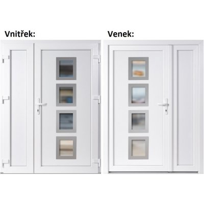 Soft Dvoukřídlé vchodové dveře pravé 010 Inox+Panel plný Bílá - Bílá 130 x 200 cm – Hledejceny.cz
