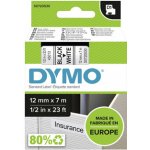 Dymo originální páska do tiskárny štítků, Dymo, 45013, S0720530, černý tisk/bílý podklad, 7m, 12mm, D1
