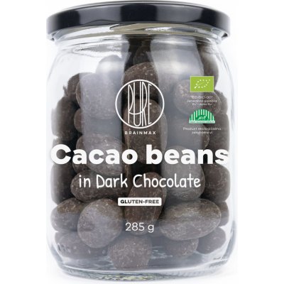 BrainMax Pure Kakaové boby v hořké čokoládě BIO 285 g – Sleviste.cz