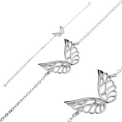 Šperky eshop ze stříbra vyřezávaná andělská křídla řetízek z oválných oček G23.26