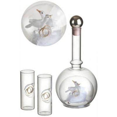 DT GLASS Skleněná láhev s Výdutí 0,2l Holubičky skleněná slivovice 42% – Zboží Dáma