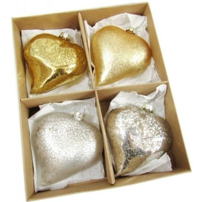Srdce baňka sklo 4ks 8cm antique mix – Hledejceny.cz