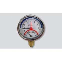 H-LINE termomanometr se spodním napojením 0-120°C 0-4 BAR D=80 mm