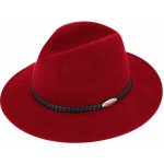 Fiebig Headwear since 1903 klobouk fedora plstěný červený s koženým pleteným páskem červený – Zboží Mobilmania