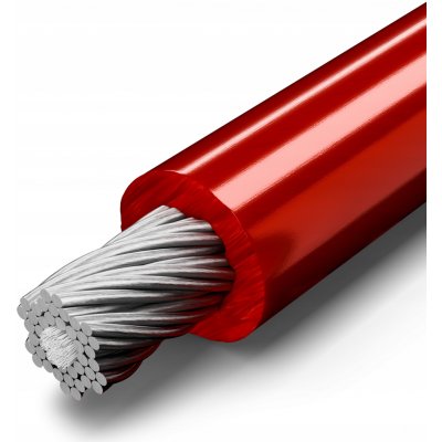 Ocelové lanko s PVC obalem 5/8mm 6x7 červené, 20 m – Hledejceny.cz