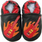 Carozoo Kožené capáčky s koženou podrážkou s kytarou Černá – Sleviste.cz