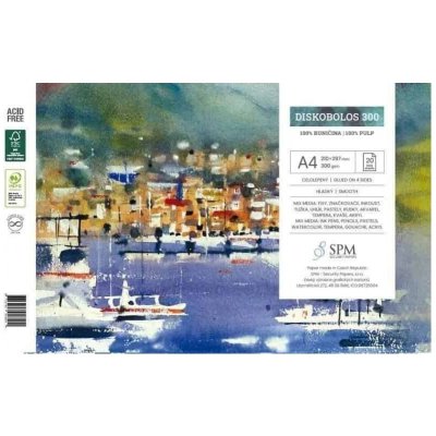 Diskobolos grafický blok A4 300 g/m2 hladký povrch grafický papír 300 gsm bloková vazba pro tužku uhlí suchý pastel akvarel A4 skicák pevný papír – Hledejceny.cz