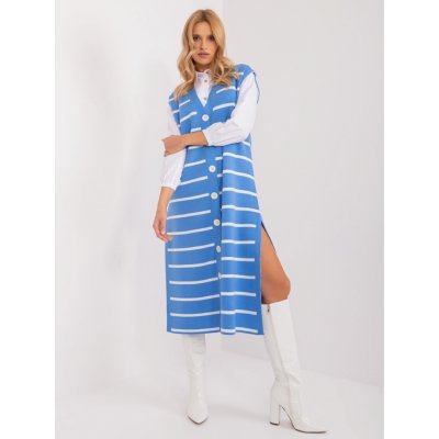 BASIC Modré pruhované midi šaty na knoflíky s rozparky ba-sk-6110.04-blue – Zboží Mobilmania