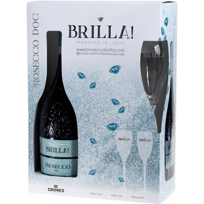 Prosecco Brilla Extra Dry 11% 0,75 l (dárkové balení 2 sklenice) – Zboží Mobilmania