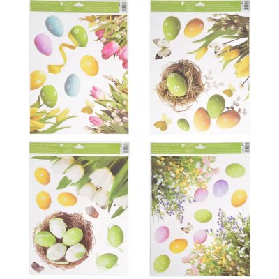 Okenní fólie velikonoční Rohová s vajíčky květiny 42 x 30 cm 6903 – Zboží Dáma
