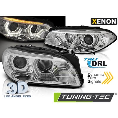 Přední světla xenon D1S AFS 3D LED angel eyes BMW F10 / F11 LCI 2013 - 2016 chromová – Zboží Mobilmania