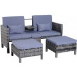 Goleto Zahradní polyratanový set se stolkem a 2 stoličkami Bethan šedo-modrý – Sleviste.cz