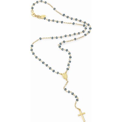 Amen Originální pozlacený růženec s modrými krystaly rosary CROGBL4