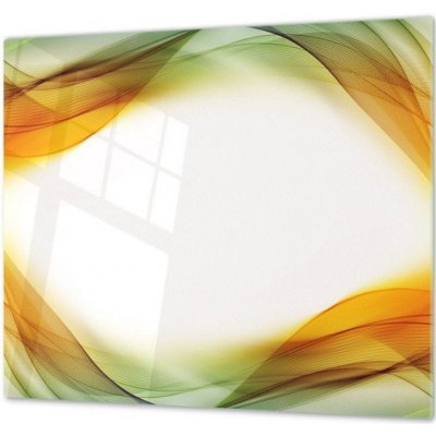 Glasdekor Ochranná deska krycí zeleno oranžová vlna - Ochranná deska: 50x50cm, Lepení na zeď: S lepením na zeď