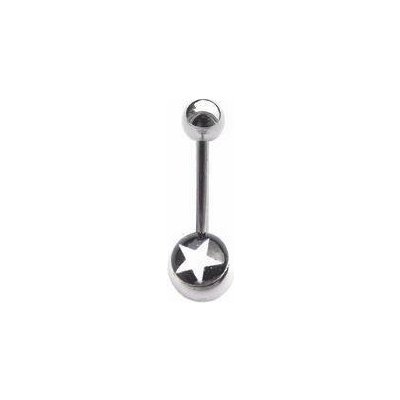 Šperky4U piercing do pupíku banánek bílá hvězda BS01027