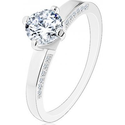 Šperky eshop Stříbrný prsten 925 zásnubní blýskavý broušený zirkon zdobená ramena J11.12 – Zboží Dáma