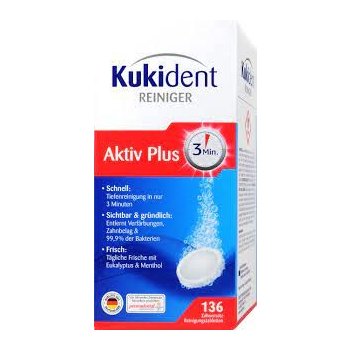 Kukident AktivPlus tablety na čištění zubních protéz 136ks