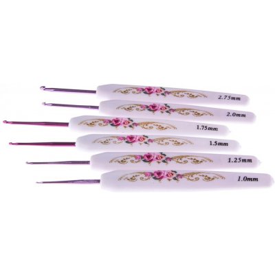Háček kovový 14 cm s plastovým držadlem bílý s růží Varianta: 2 – Sleviste.cz