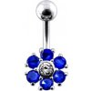 Piercing Šperky4U stříbrný piercing do pupíku čirá/tmavě modrá BP01014-CB