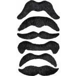 6 samolepících černých knírků na platíčku – Zboží Dáma