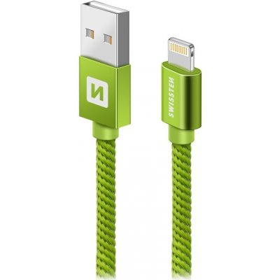 Swissten 71523307 USB 2.0 typ A na Lightning, USB 2.0, zástrčka A - zástrčka Lightning, opletený, 2m, zelený – Zbozi.Blesk.cz