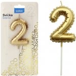 LUMA Svíčka č. 2 balónek ZLATÝ – Zboží Mobilmania