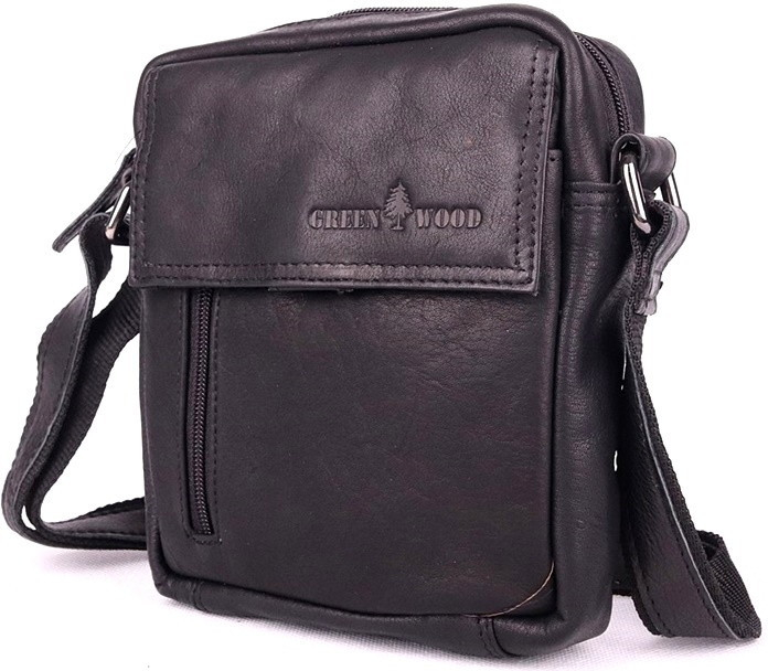 GreenWood Malá pánská kožená crossbody taška no. 191051 černá