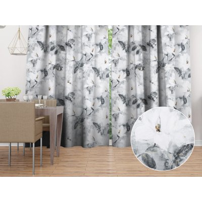 Biante Sametový závěs Tamara TMR-006 Designové květiny na šedém 145x250 cm – Hledejceny.cz