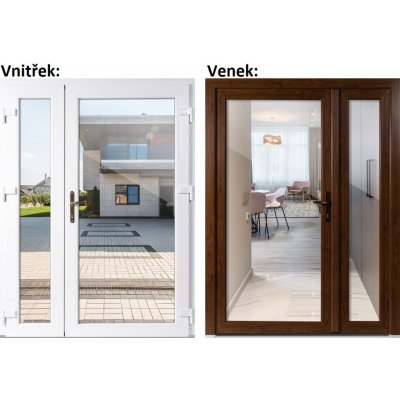Soft Dvoukřídlé vchodové 3/3 sklo čiré Zlatý dub/bílá pravé 150 x 200 cm – Hledejceny.cz