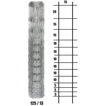 Lesnické pletivo uzlové - výška 125 cm, drát 2,0/2,8 mm, 13 drátů